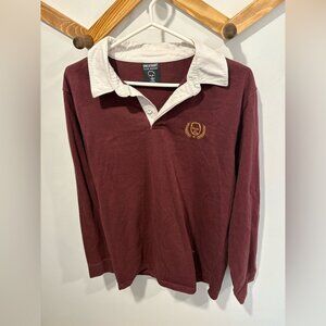 Earl SweatShirt Maroon/White/Gold large Rugby long sleeve